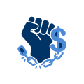 illustration of hand chained to a dollar sign