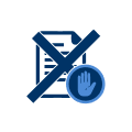 illustration of document crossed out and a hand facing us