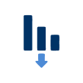 illustration of a bar graph with bars decreasing and a down arrow underneath