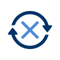 illustration of a circle of arrows and an X